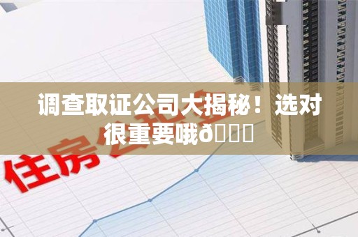 新建调查取证公司大揭秘！选对很重要哦😎