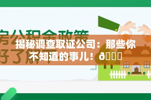 新建揭秘调查取证公司：那些你不知道的事儿！😎