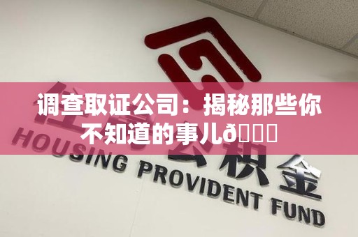 新建调查取证公司：揭秘那些你不知道的事儿😎