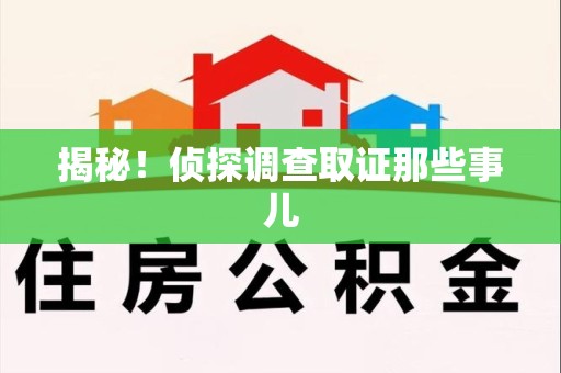 新建揭秘！侦探调查取证那些事儿