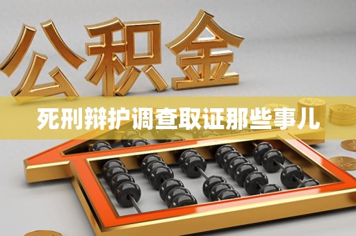 新建死刑辩护调查取证那些事儿