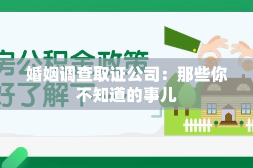 新建婚姻调查取证公司：那些你不知道的事儿