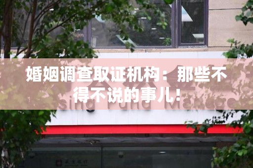新建婚姻调查取证机构：那些不得不说的事儿！