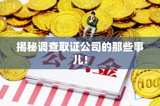 新建揭秘调查取证公司的那些事儿！