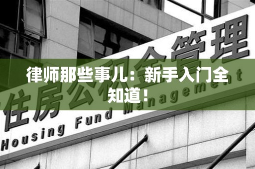 新建律师那些事儿：新手入门全知道！