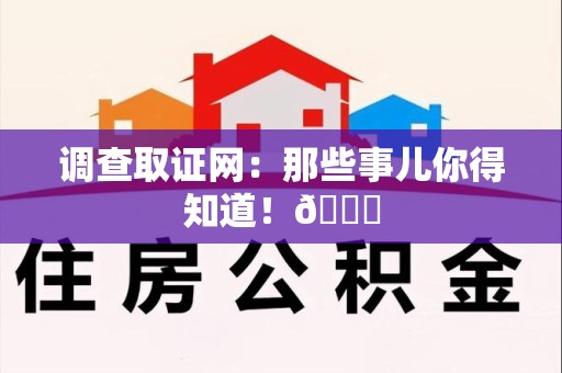 新建调查取证网：那些事儿你得知道！😎