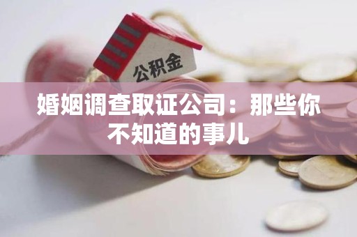 新建婚姻调查取证公司：那些你不知道的事儿