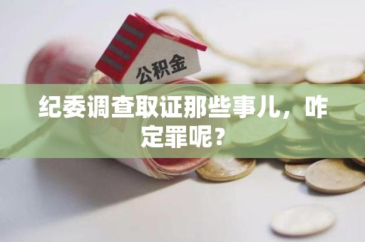 新建纪委调查取证那些事儿，咋定罪呢？