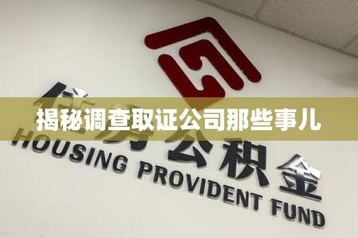 新建揭秘调查取证公司那些事儿