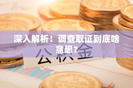 新建深入解析！调查取证到底啥意思？