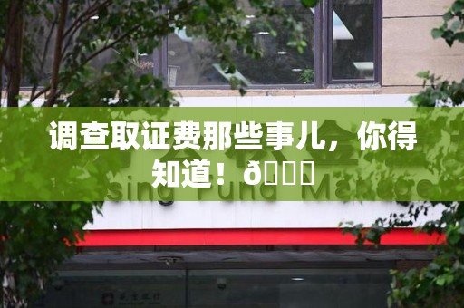 新建调查取证费那些事儿，你得知道！😎