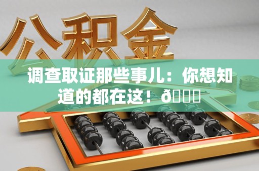 新建调查取证那些事儿：你想知道的都在这！😎