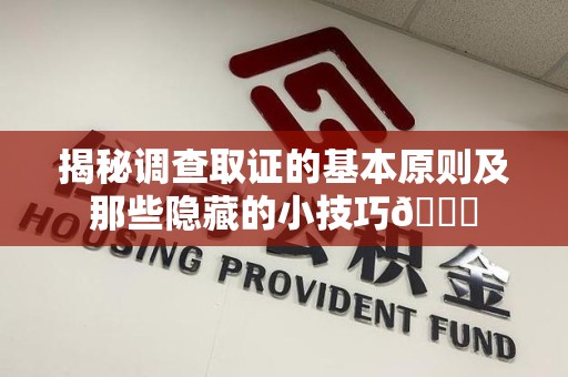 新建揭秘调查取证的基本原则及那些隐藏的小技巧😎
