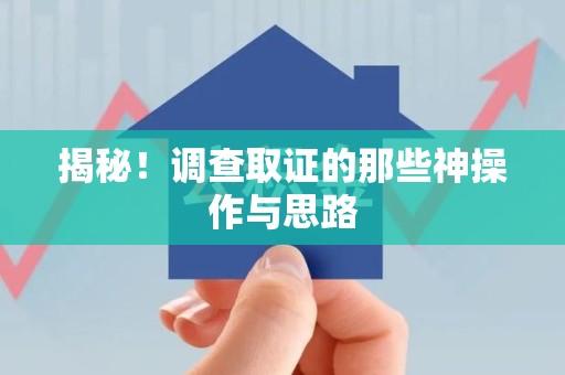 新建揭秘！调查取证的那些神操作与思路