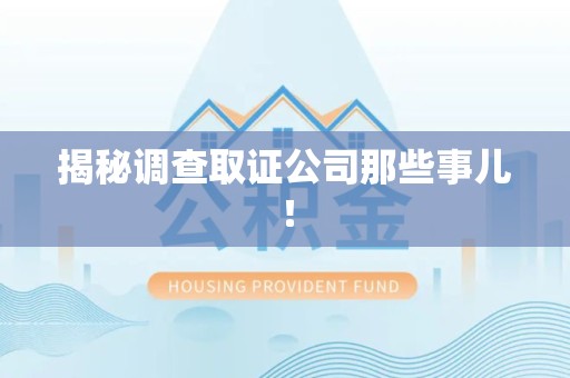 新建揭秘调查取证公司那些事儿！