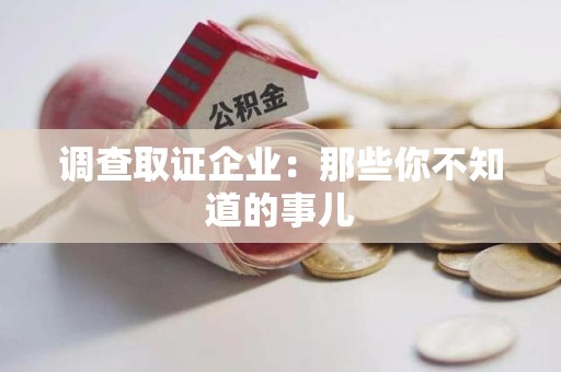 新建调查取证企业：那些你不知道的事儿