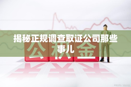 新建揭秘正规调查取证公司那些事儿