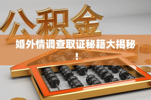 新建婚外情调查取证秘籍大揭秘！