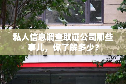 新建私人信息调查取证公司那些事儿，你了解多少？