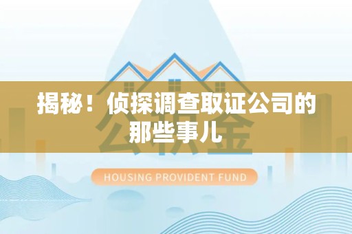 新建揭秘！侦探调查取证公司的那些事儿
