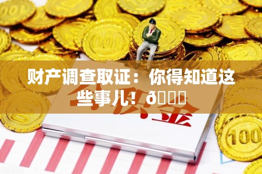 新建财产调查取证：你得知道这些事儿！😎