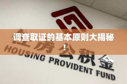 新建调查取证的基本原则大揭秘！