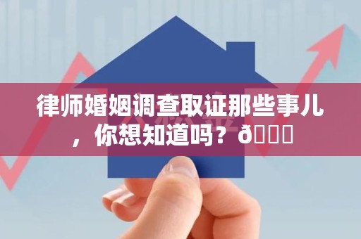新建律师婚姻调查取证那些事儿，你想知道吗？😎