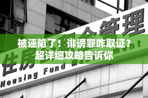 新建被诬陷了！诽谤罪咋取证？超详细攻略告诉你