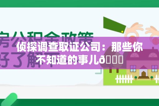 新建侦探调查取证公司：那些你不知道的事儿😎