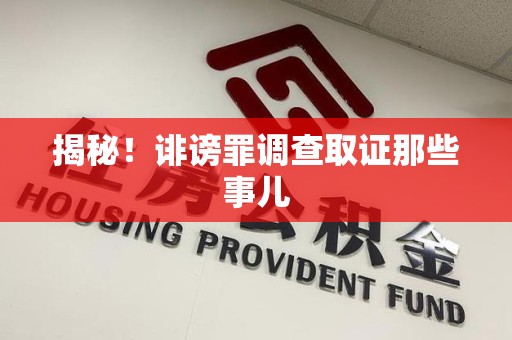 新建揭秘！诽谤罪调查取证那些事儿
