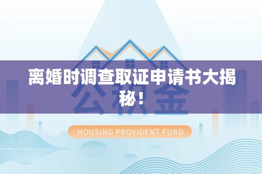 新建离婚时调查取证申请书大揭秘！