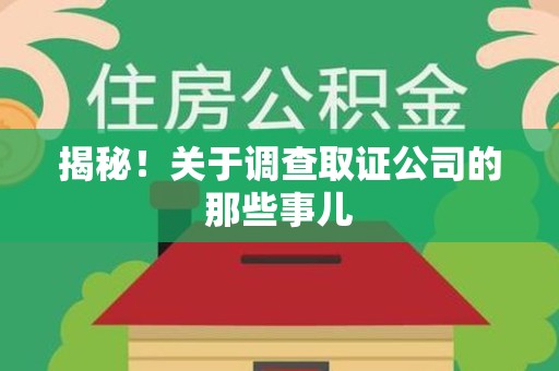 新建揭秘！关于调查取证公司的那些事儿